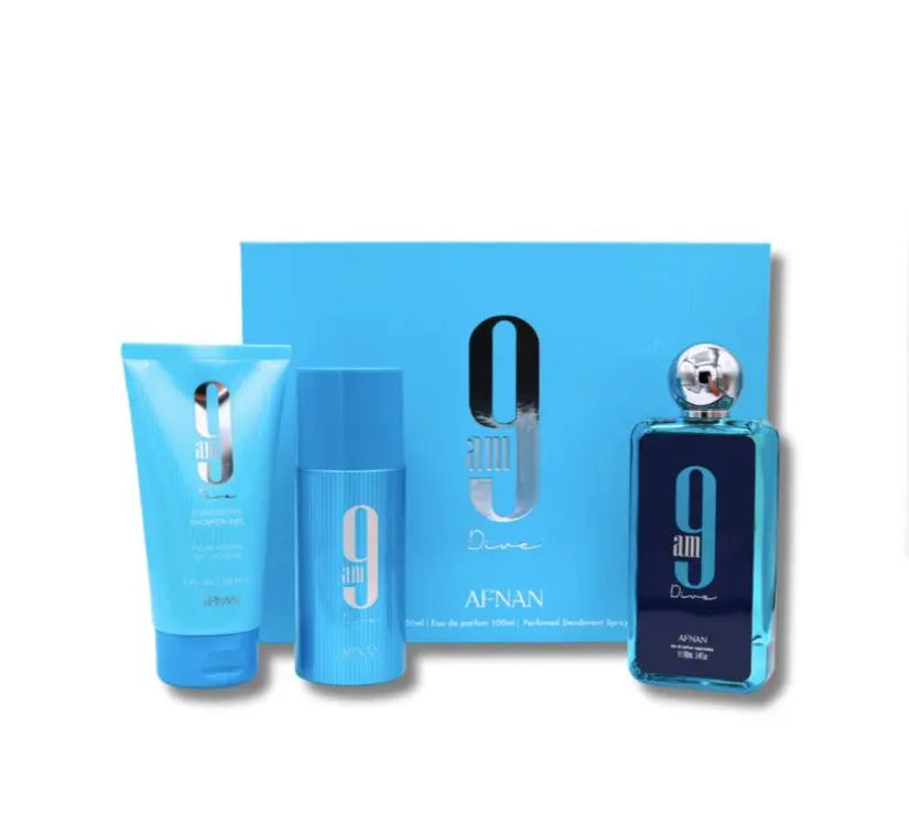 Afnan 9AM Dive 3pc Gift Set For Men - perfumesandrea
