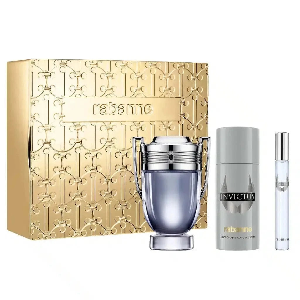 Invictus By Paco Rabanne For Men 3Pcs Set EDT Spray Paco Rabanne
