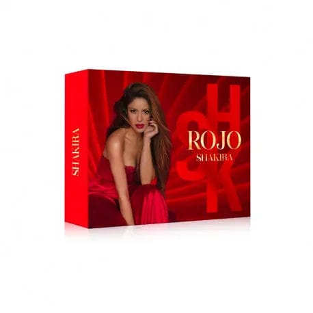 Rojo By Shakira elegant red perfume bottle design