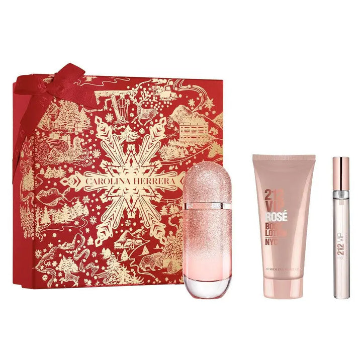 212 Vip Rose Elixir By Carolina Herrera 3Pcs Set 2.7oz Women EDP Spray
