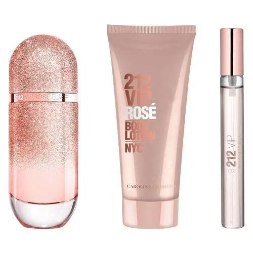 212 Vip Rose Elixir By Carolina Herrera 3Pcs Set 2.7oz Women EDP Spray