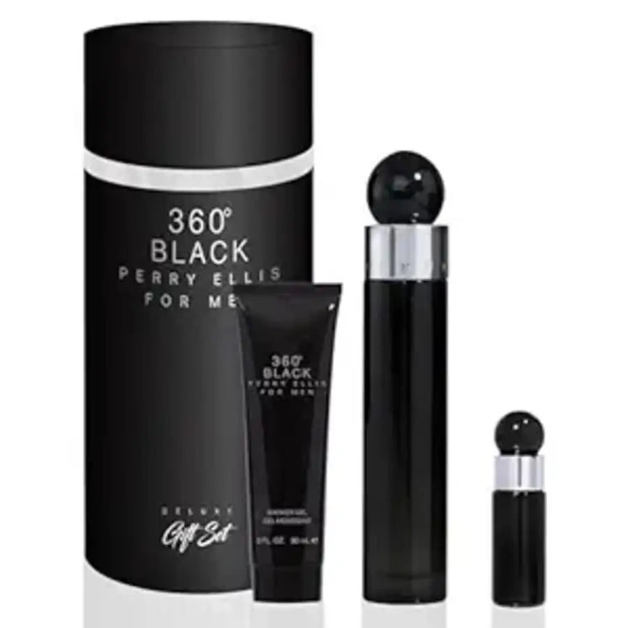 360 Black 4-Piece Set By Perry Ellis For Men 3.4oz EDT Spray