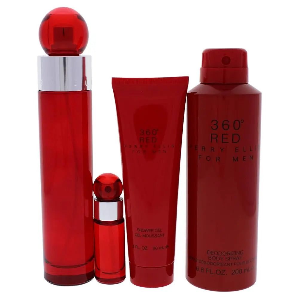 360 Red By Perry Ellis For Men 4Pcs Set EDT Spray Perry Ellis