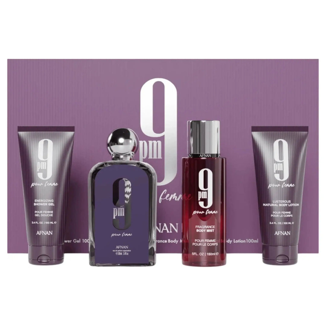9PM Purple 4-Piece Set By Afnan For Women 3.4oz EDP Spray