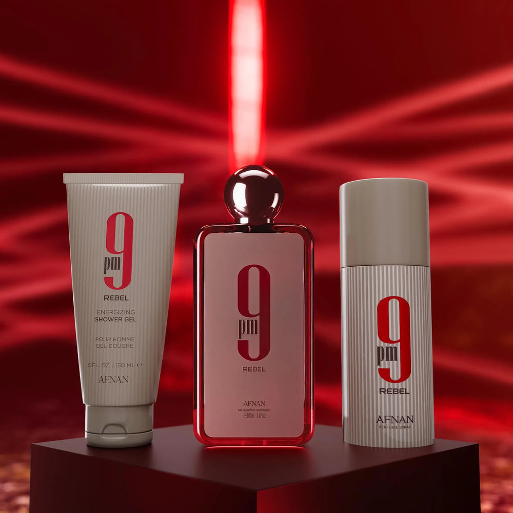 9PM Rebel Afnan 3Pc Set for Men 3.4oz EDP perfume set
