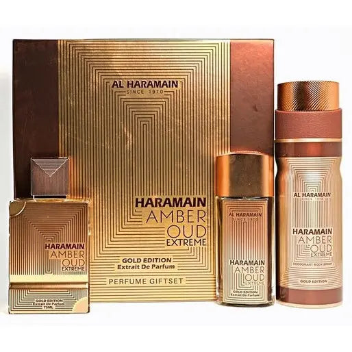 Amber Oud Gold Edition Extreme 3-Piece Set By Al Haramain Unisex 2.5oz Parfum Spray