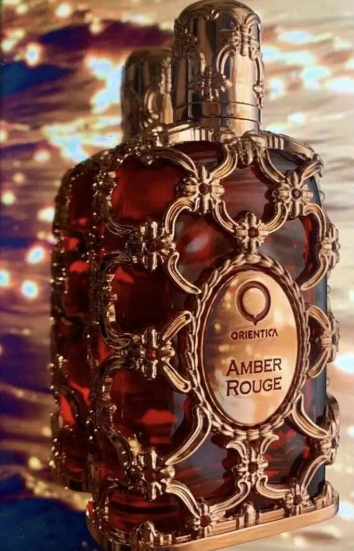 Amber Rouge Orientica perfume bottle design
