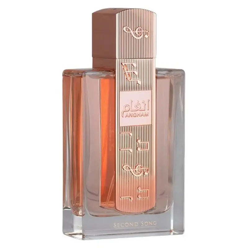 Angham Second Song by Lattafa 3.4oz EDP perfume bottle detail
