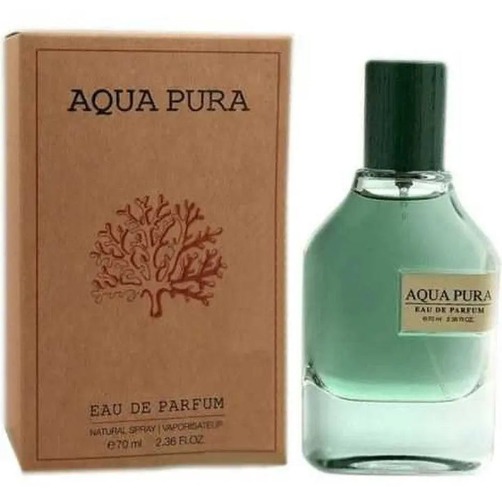 Aqua Pura by Fragrance World 2.36oz Unisex EDP perfume bottle