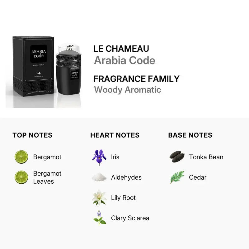Arabia Code by Le Chemau elegant masculine fragrance with warm woody notes
