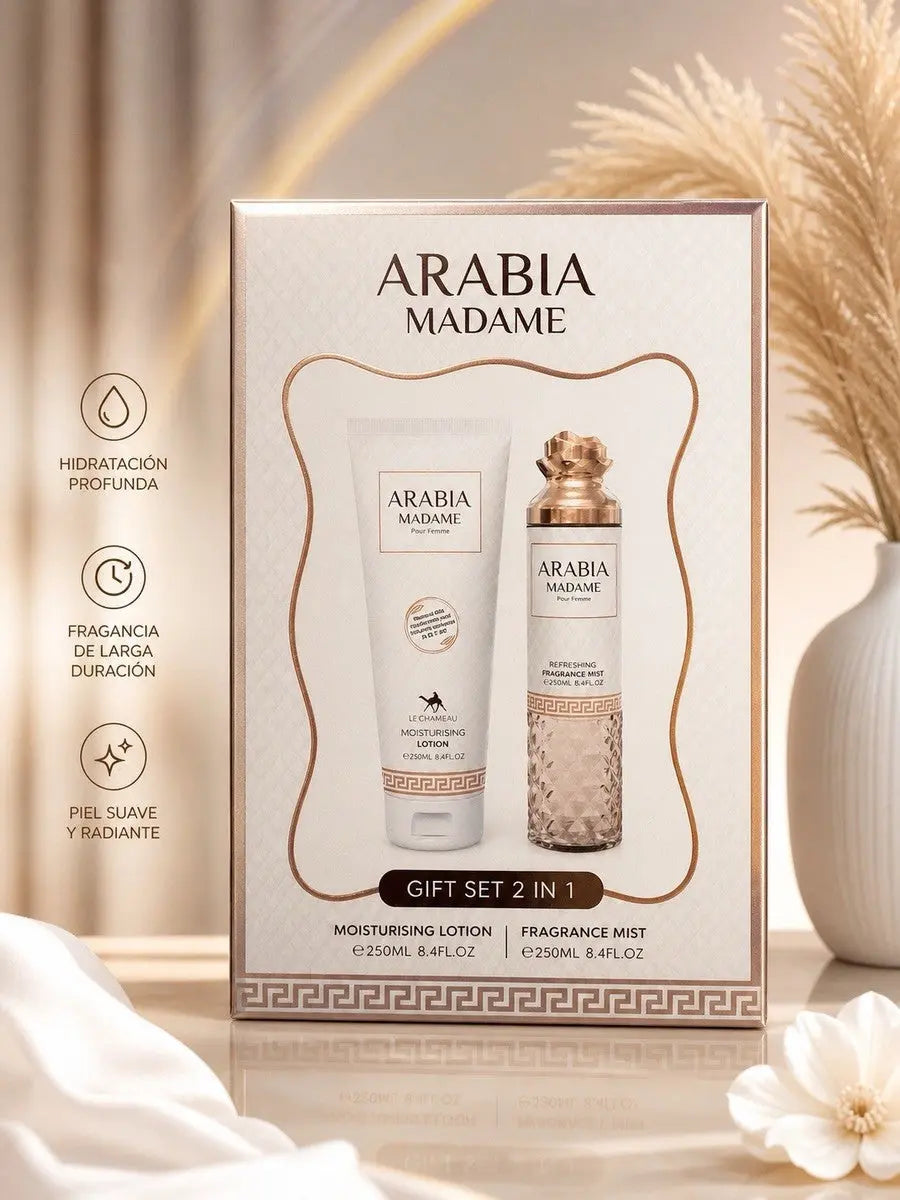 Le Chameau Arabia Madame fragrance mist and matching body lotion for women