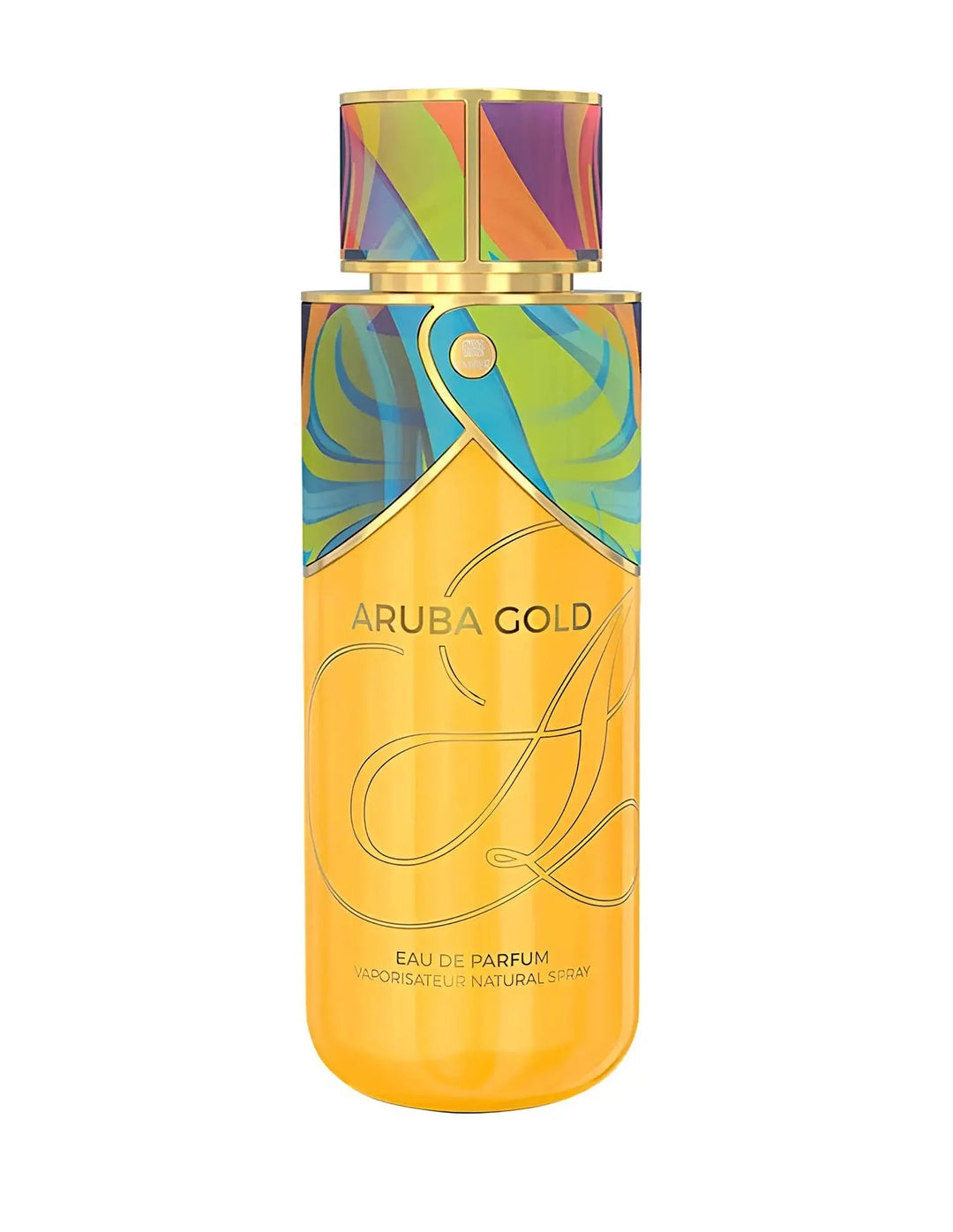 Aruba Gold by Emper 3.4oz EDP perfume bottle detail
