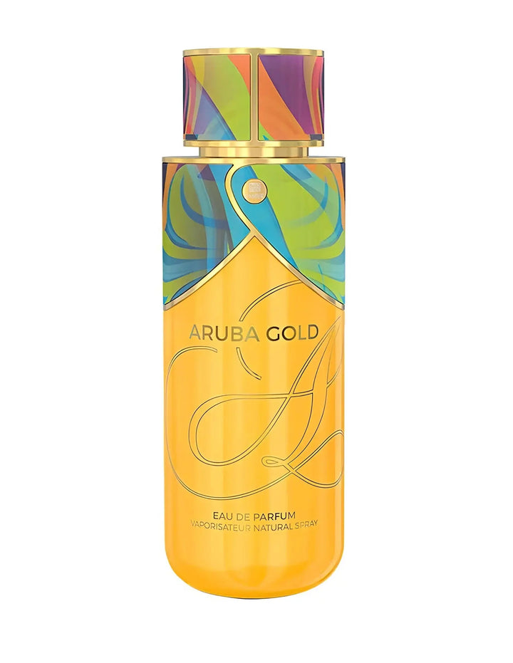 Aruba Gold by Emper 3.4oz EDP perfume bottle detail
