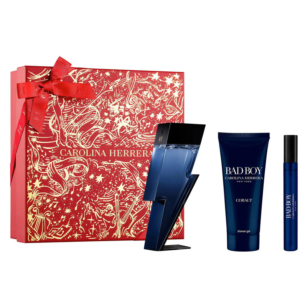 Bad Boy Cobalt 3-Piece Set By Carolina Herrera For Men 3.4oz EDP Spray