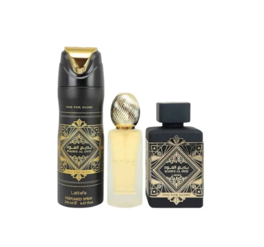 Bade'e Al Oud Oud For Glory By Lattafa Unisex (3pc Gift Set) - perfumesandrea