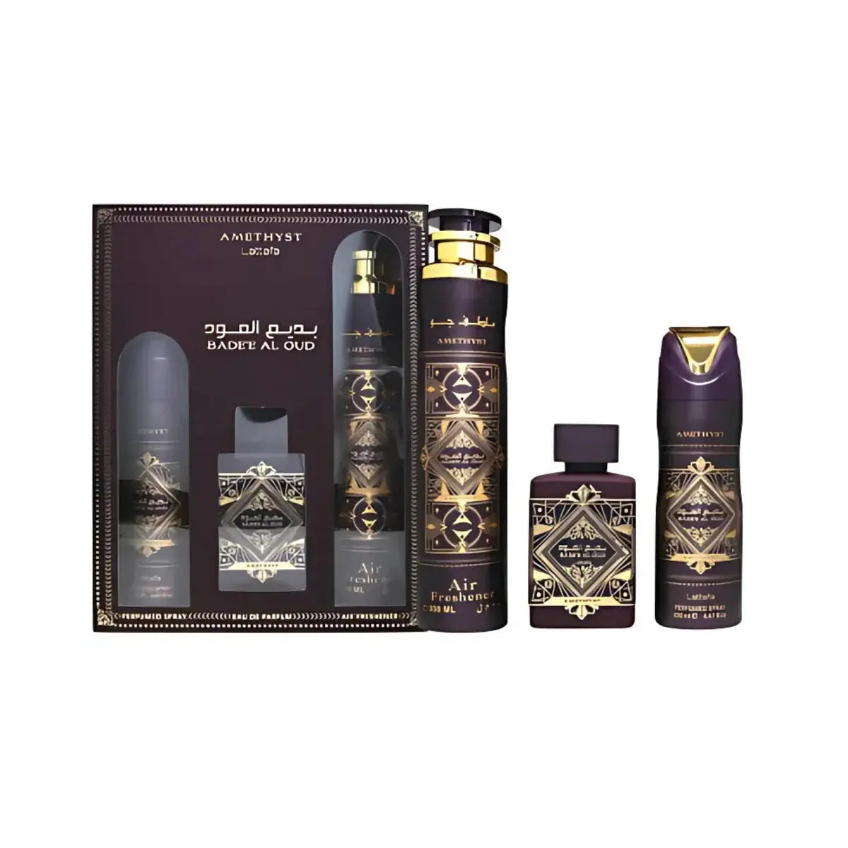 Badee Al Oud Amethyst by Lattafa - Unisex 3Pcs Set EDP
