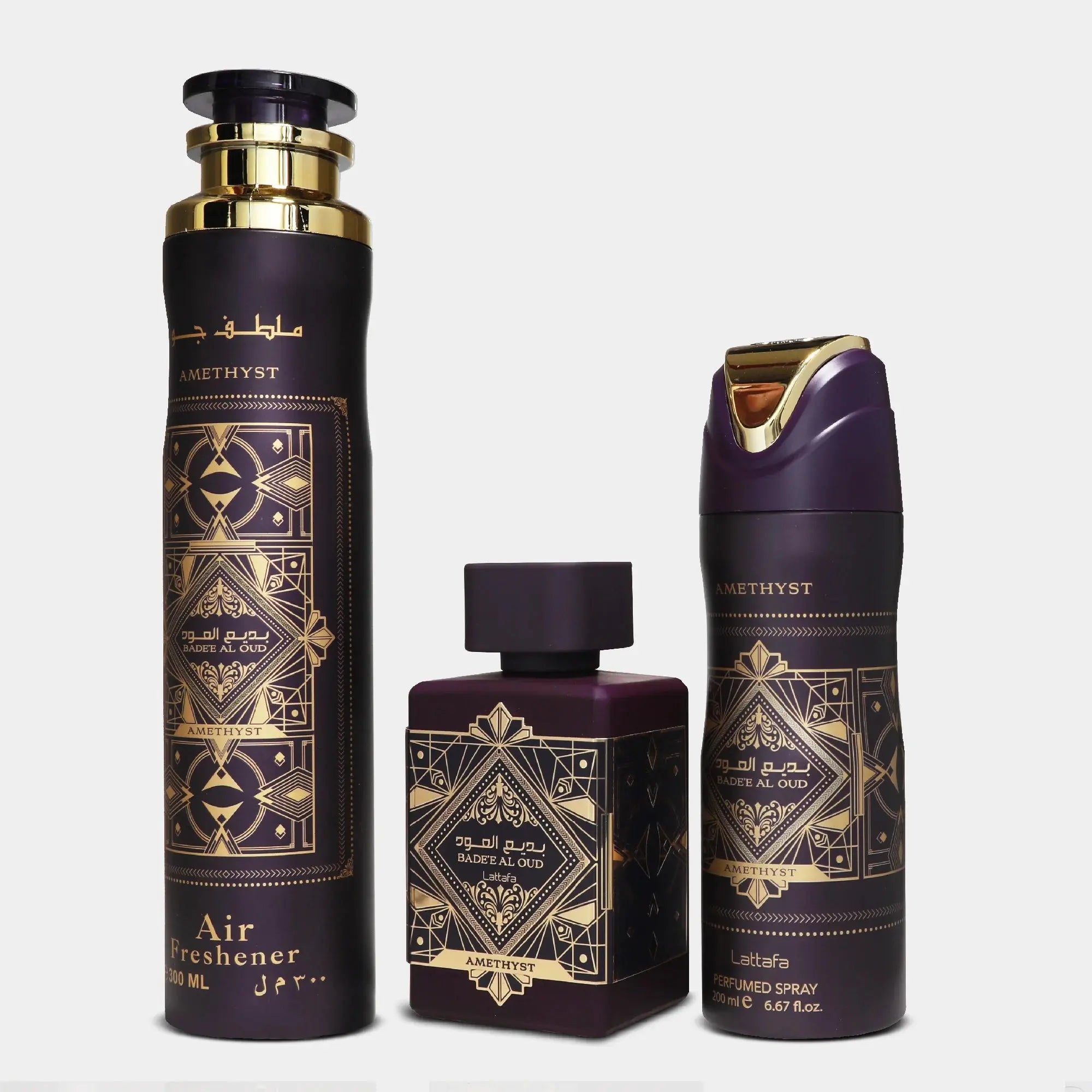 Badee Al Oud Amethyst by Lattafa - Unisex 3Pcs Set EDP
