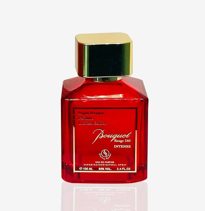 Bouquet Rouge Intense by Symphony Perfumes Eau de Parfum bottle close-up
