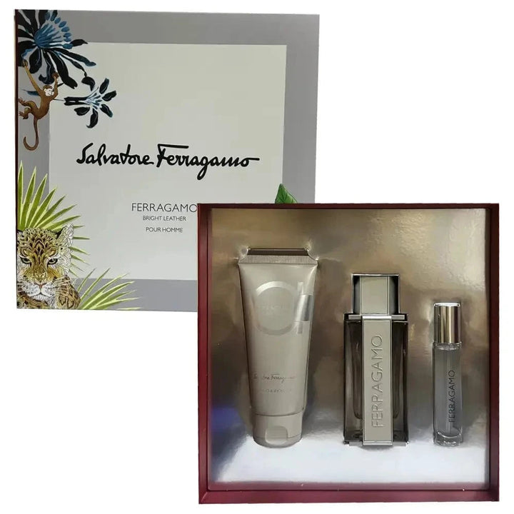 Bright Leather By Salvatore Ferragamo For Men (3pc Gift Set) Salvatore Ferragamo