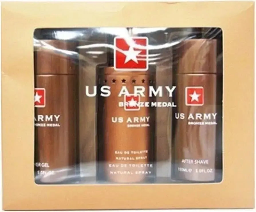 Bronze 3-Piece Set By US Army For Men 3.4oz EDT Spray US Army