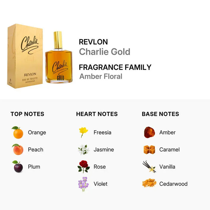 Charlie Gold by Revlon warm fruity floral fragrance for women