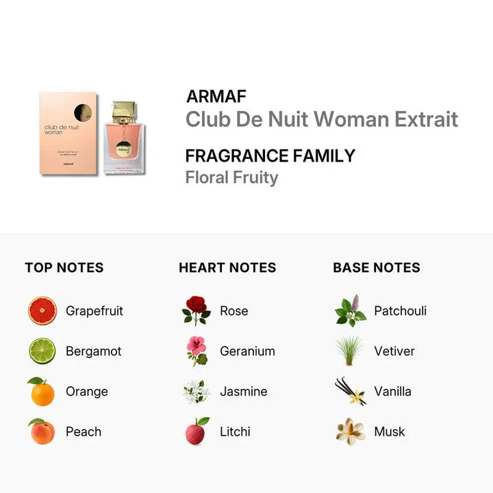 Club De Nuit Woman by Armaf luxurious citrus floral fragrance with woody warmth