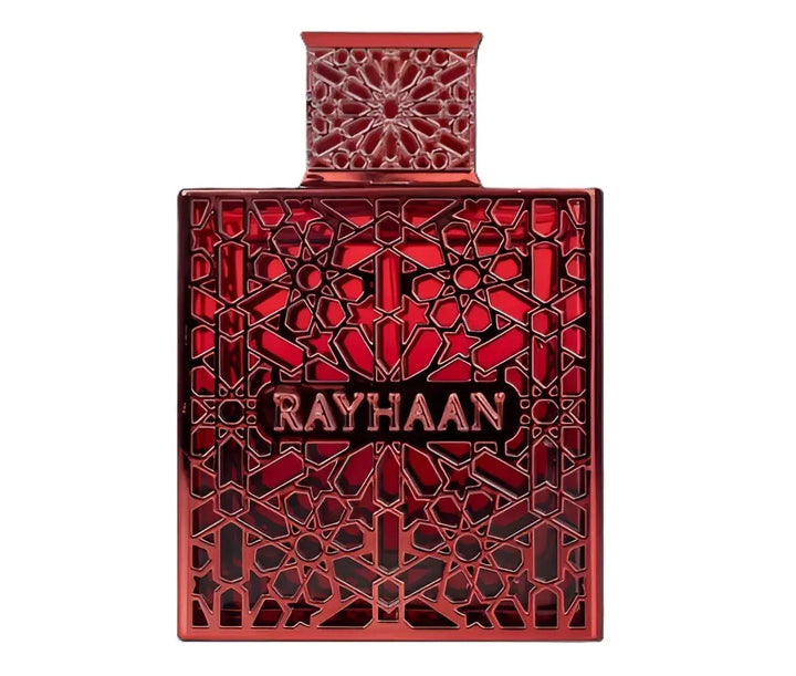 Crimson by Rayhaan Men 3.4oz EDP perfume bottle detail