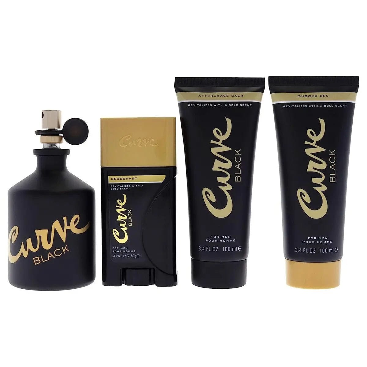 Curve Black By Liz Claiborne For Men 4Pcs Set EDC Spray Liz Claiborne