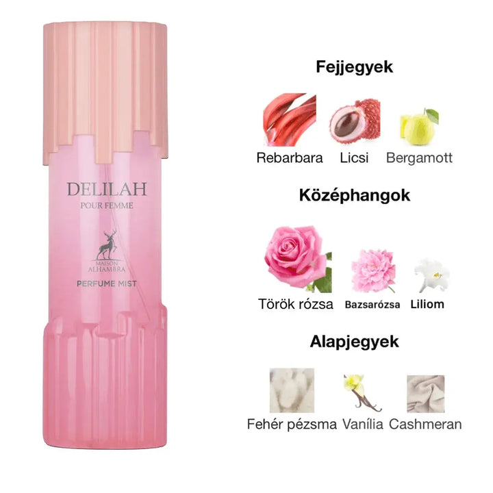 Delilah by Maison Alhambra romantic rose and lychee perfume mist for women