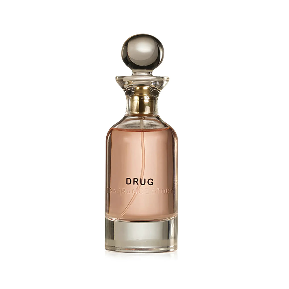 Drug by Fragrance Story 3.4oz Eau de Parfum bottle close-up