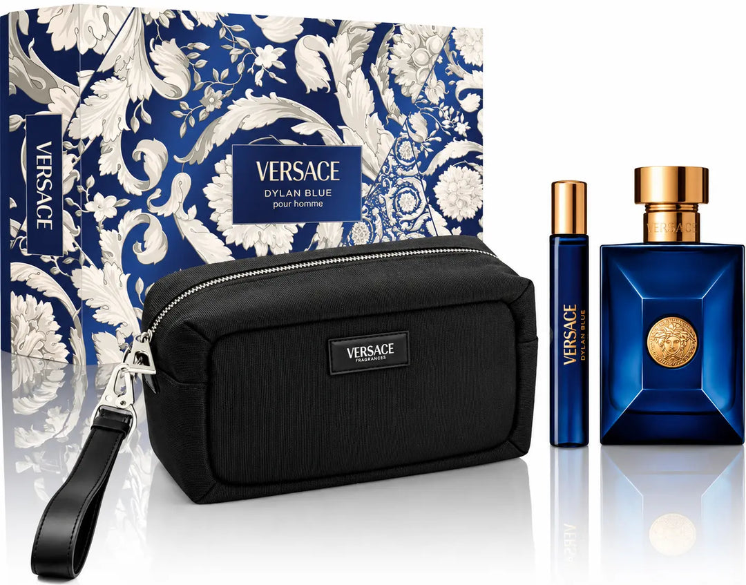 Versace Dylan Blue 3-Piece Gift Set for Men 3.4oz EDT Spray original fragrance collection