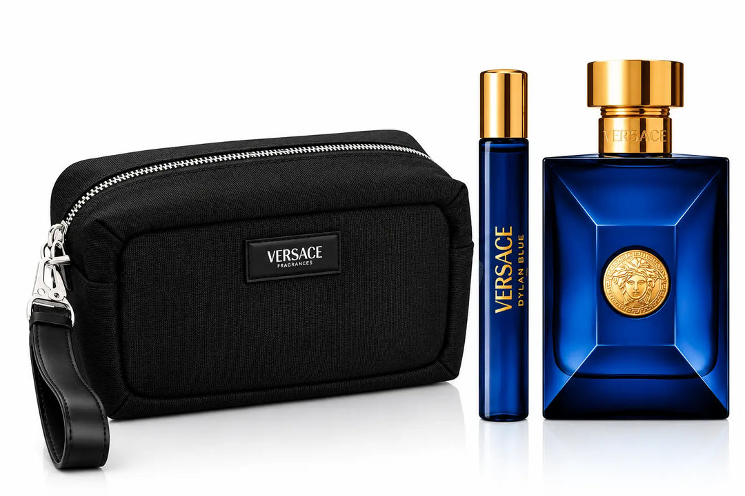 Versace Dylan Blue 3.4oz Eau de Toilette dark blue perfume bottle with Medusa emblem
