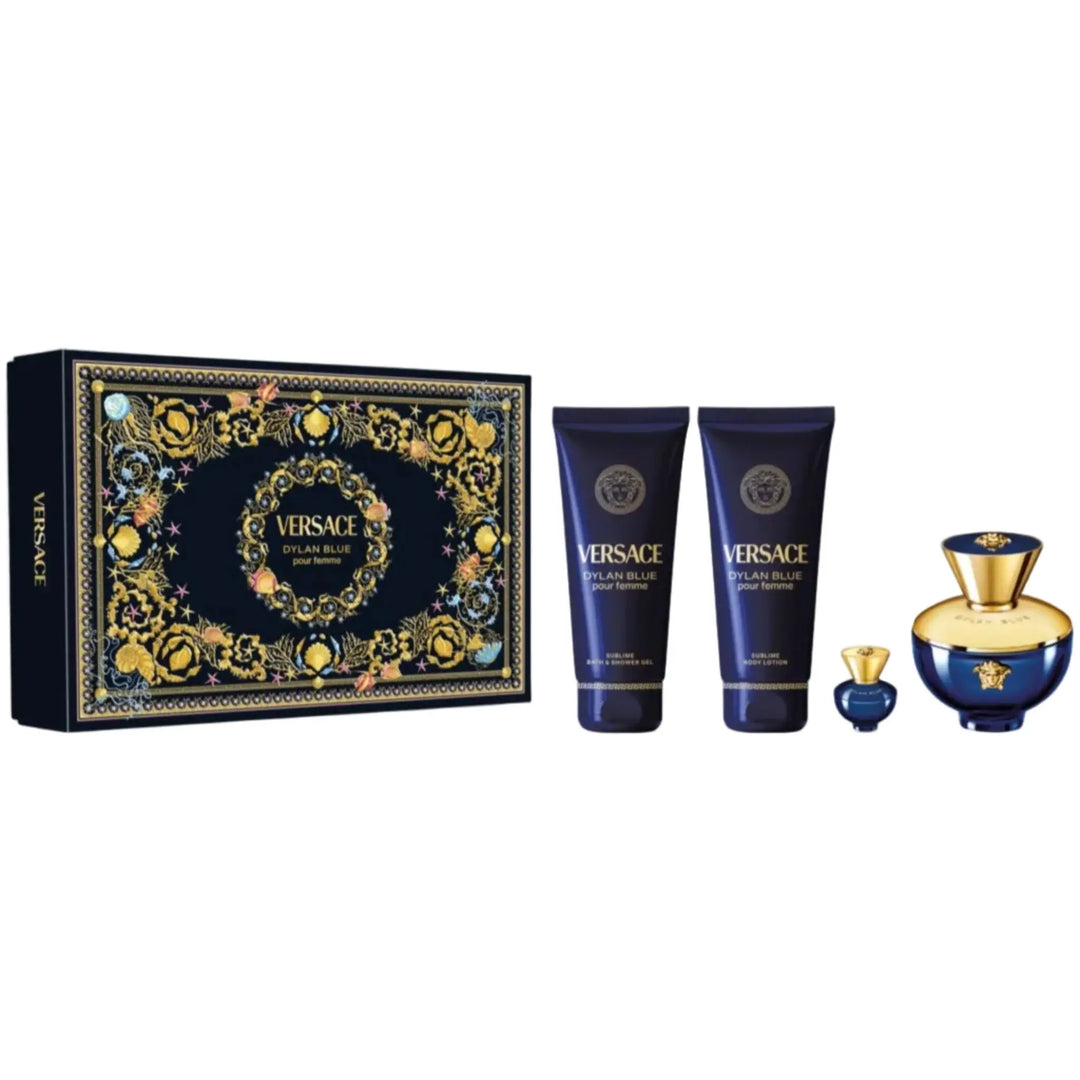 Dylan Blue 4-Piece Set By Versace 3.4oz For Women EDP Spray