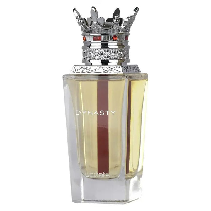 Dynasty by Lattafa 3.4oz EDP perfume bottle detail