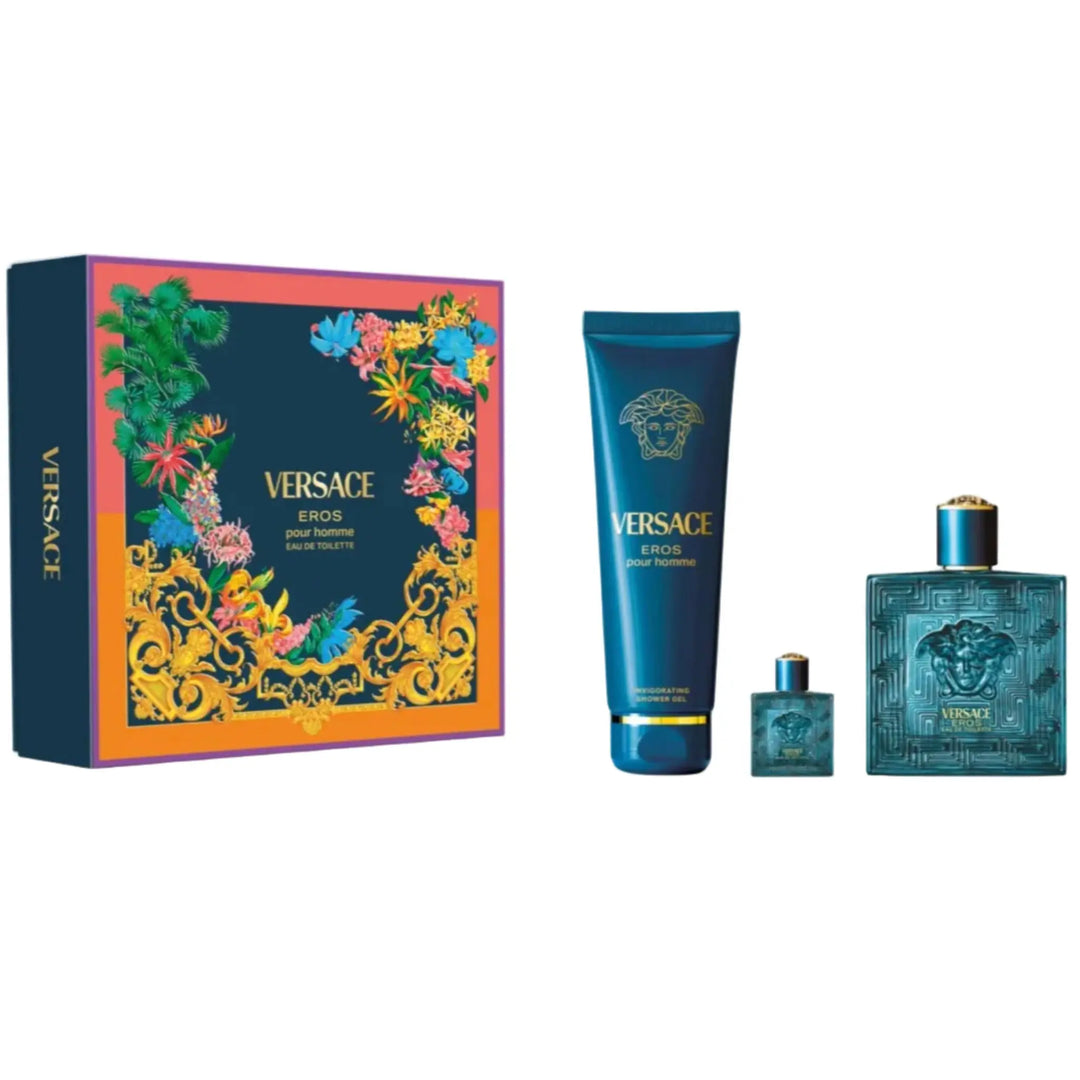 Eros 3-Piece Set By Versace 3.4oz For Men EDT Spray