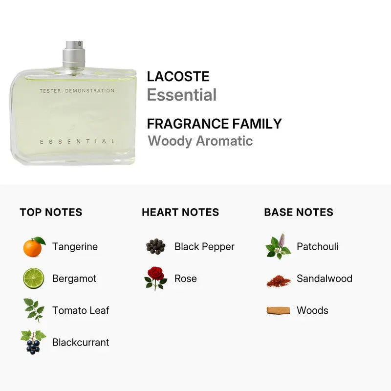 Essential by Lacoste EDT bottle detail
