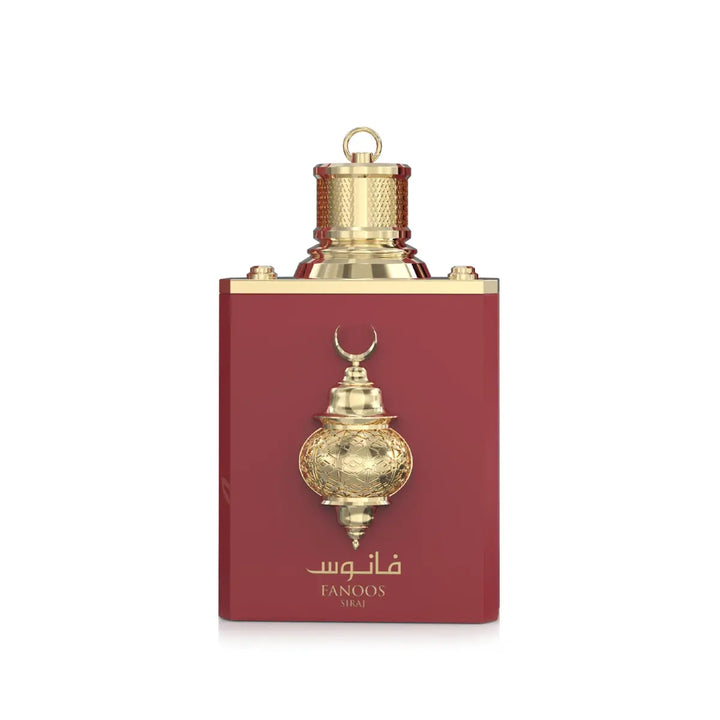 Close-up of Fanoos Siraj by Amaran Eau de Parfum bottle