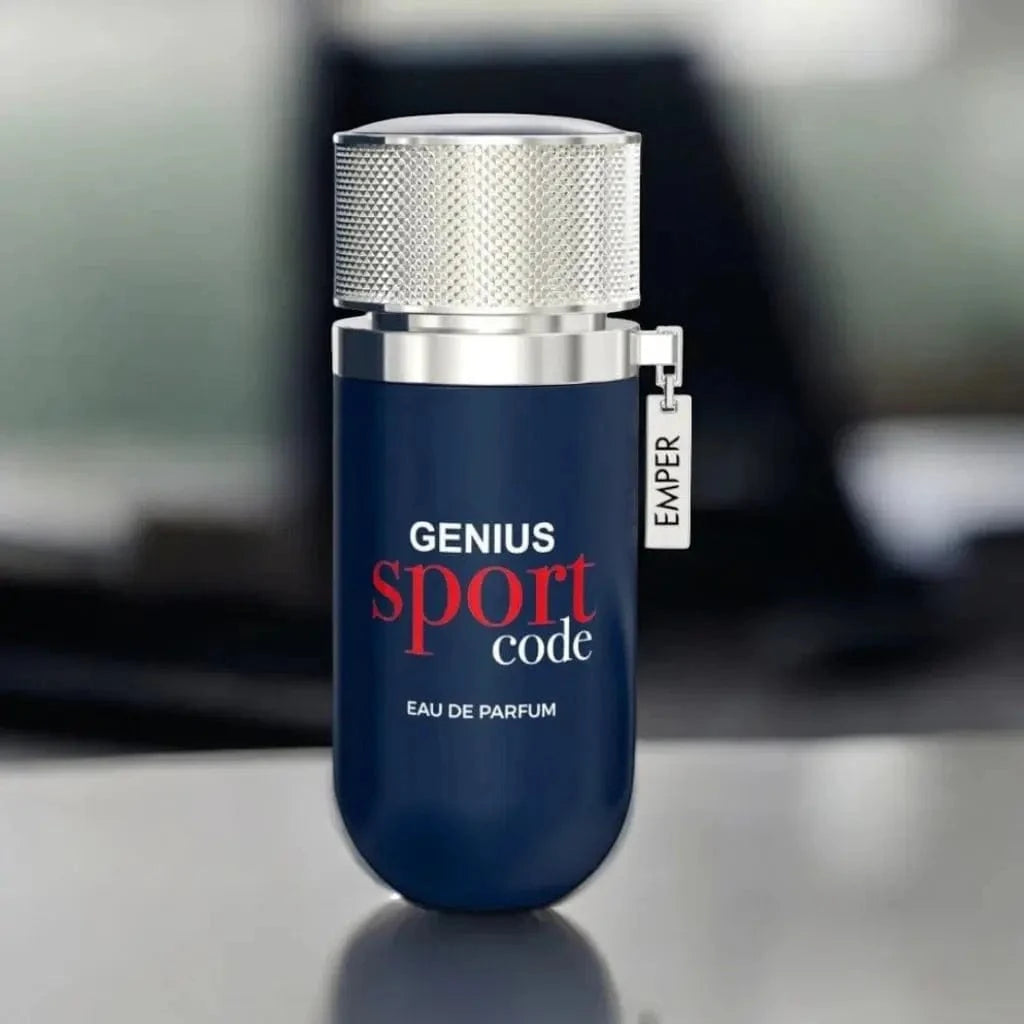 Genius Sport Code by Emper EDP bottle detail masculine perfume