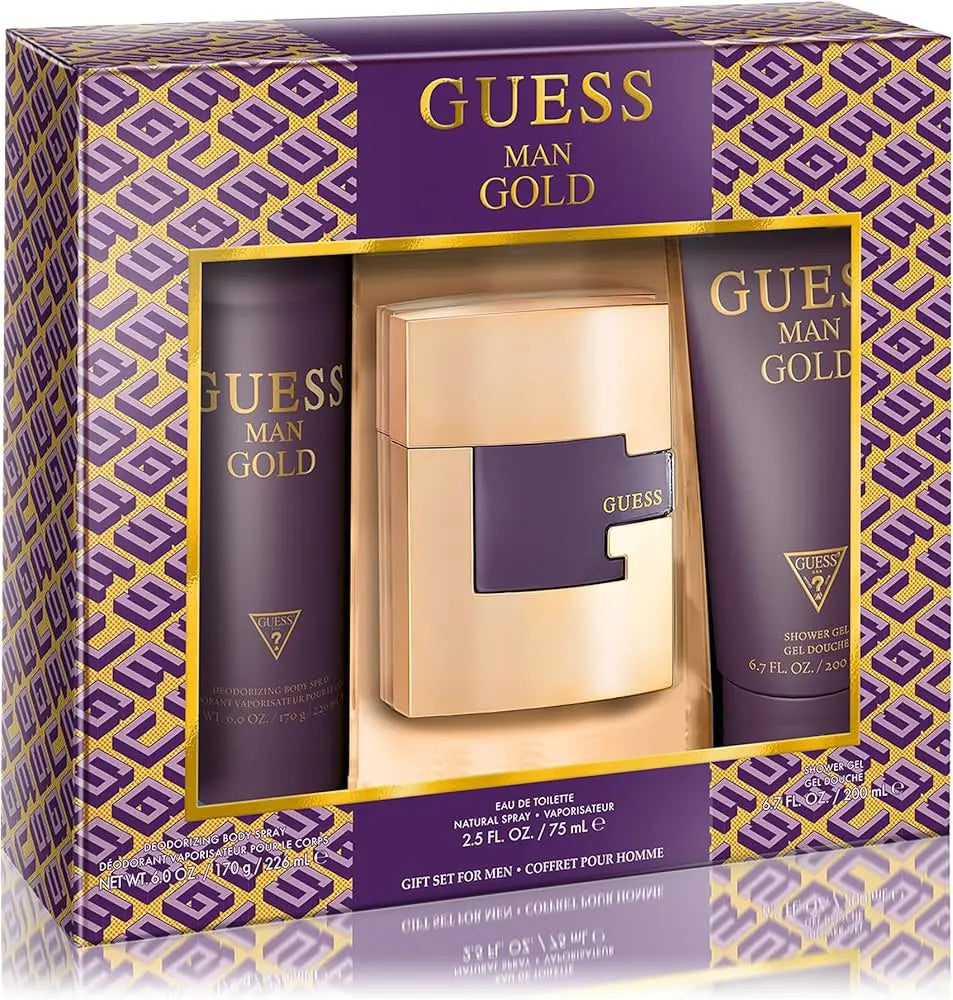Gold 3-Piece Set By Guess For Men 2.5oz EDT Spray