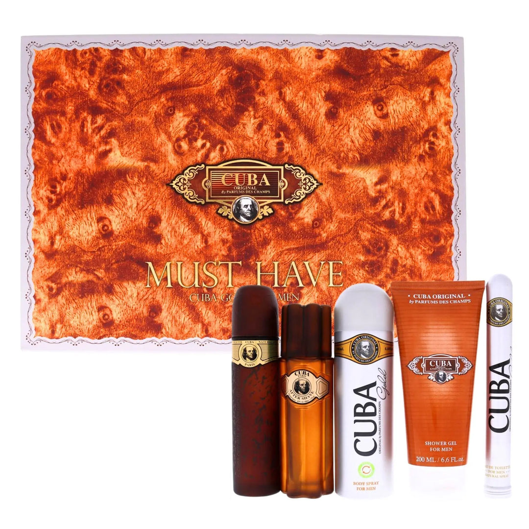 Gold 5-Piece Set By Cuba For Men 3.4oz EDT Spray