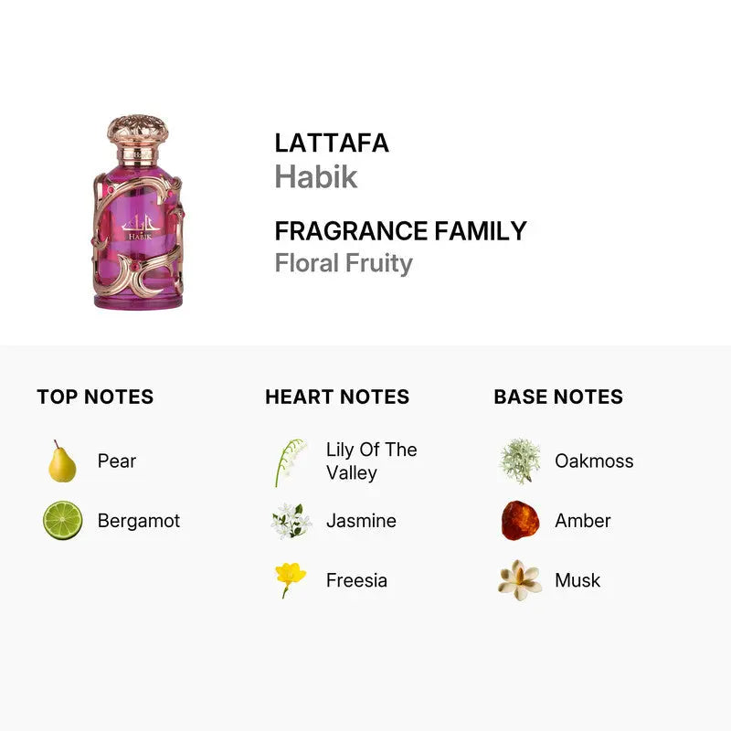 Habik by Lattafa pear jasmine musk feminine fragrance