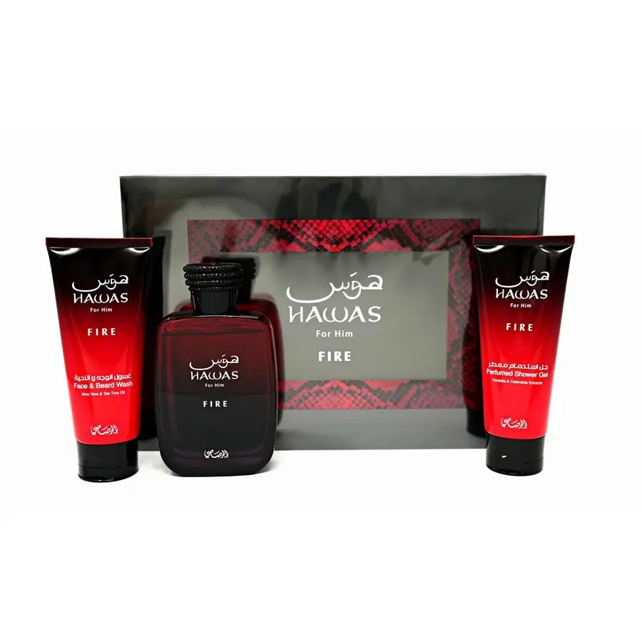 Hawas Fire by Rasasi for Men 3Pcs Set 3.3oz EDP perfume set
