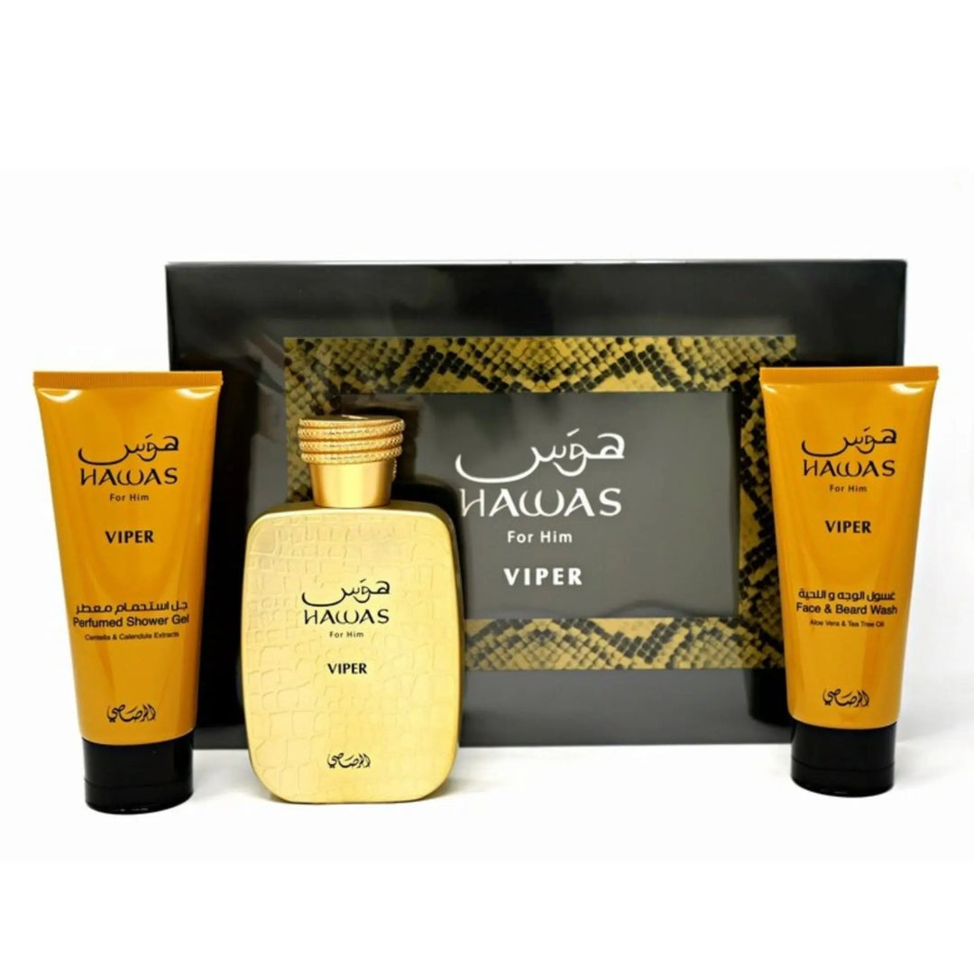 Hawas Viper 3-Piece Set By Rasasi 3.3oz For Men EDP Spray