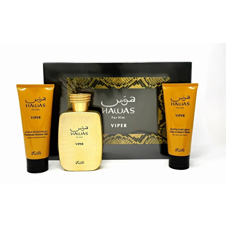 Hawas Viper by Rasasi for Men 3Pcs Set 3.3oz EDP perfume set
