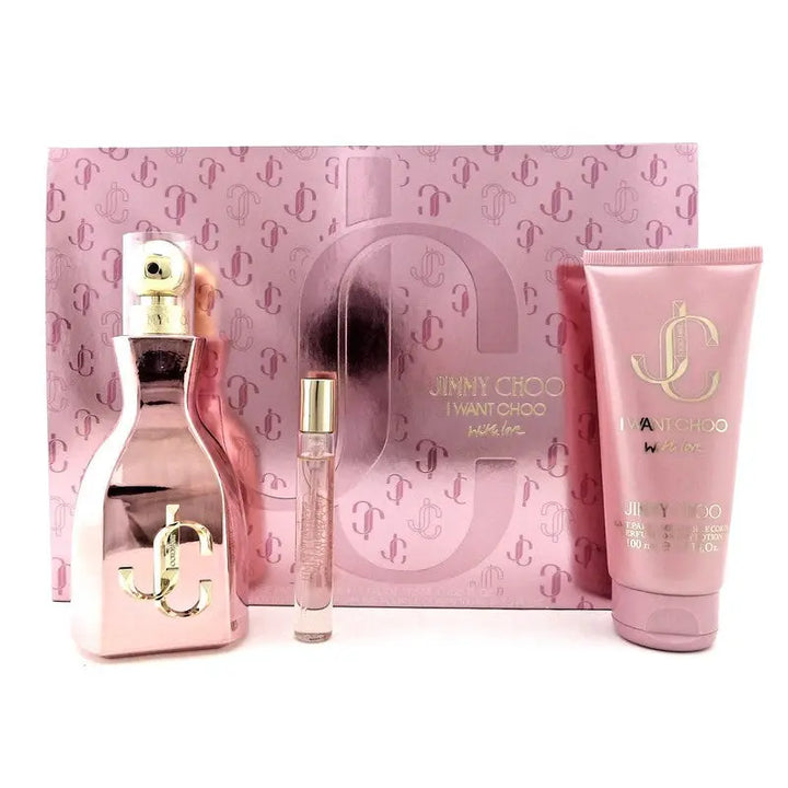 I Want Choo With Love by Jimmy Choo for Women 3Pcs Set 3.4oz EDP perfume set
