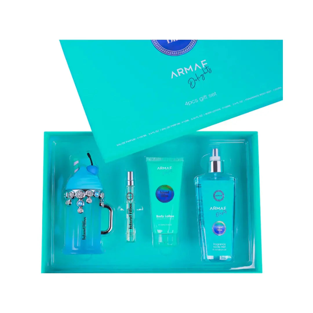 Island Bliss by Armaf for Women 3.4oz EDP 4 piece gift set