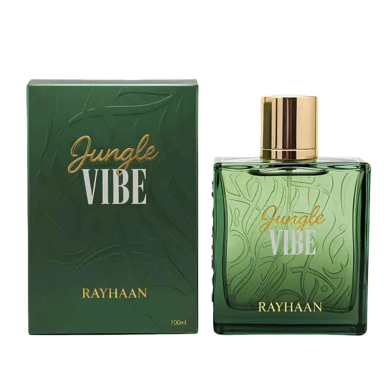 Rayhaan Jungle Vibe for Men 3.4oz EDP Spray perfume bottle