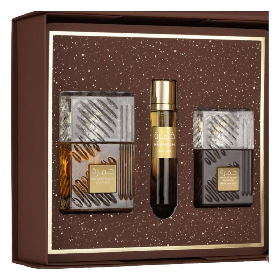 Khamrah Qahwa 3-Piece Set By Lattafa For Unisex 3.4oz EDP Spray
