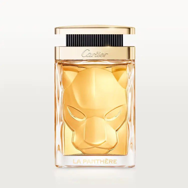 Close-up of La Panthère by Cartier Parfum bottle
