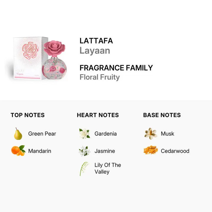 Layaan by Lattafa sweet floral vanilla feminine scent